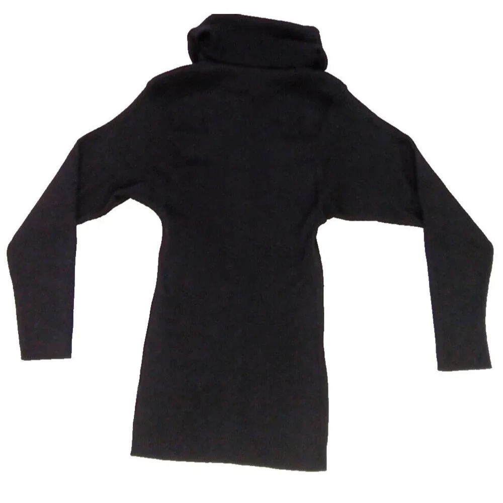 Saint Laurent Vintage Lambswool Roll Tab Turtle Neck ‎ Black Sweater sz 40 - Picture 2 of 14